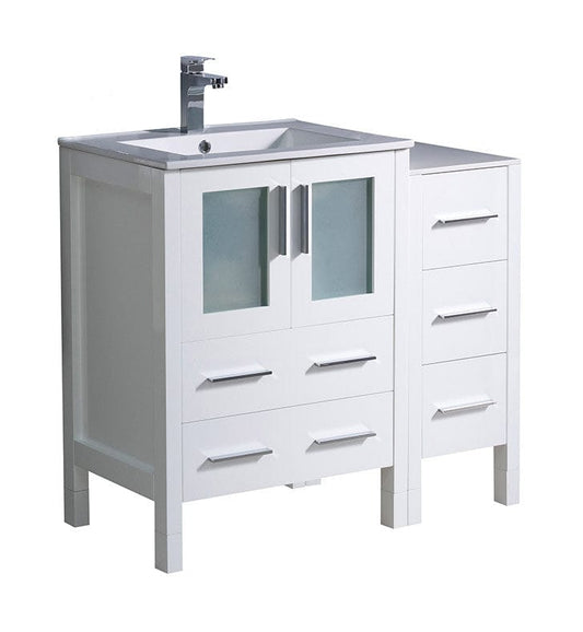 Fresca Torino 36" White Modern Bathroom Cabinets w/ Integrated Sink