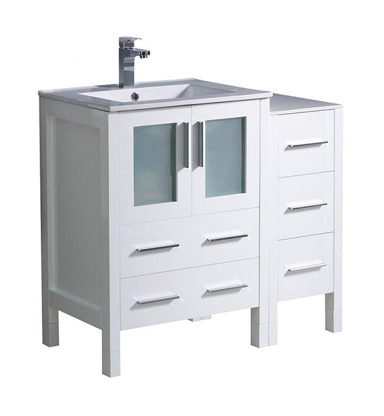 Fresca Torino 36 White Modern Bathroom Cabinets w/ Integrated Sink