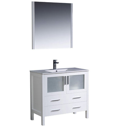 Fresca Torino 36" White Modern Bathroom Vanity w/ Integrated Sink