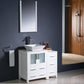 Fresca Torino 36 White Modern Bathroom Vanity w/ Side Cabinet & Vessel Sink