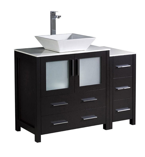 Fresca Torino 42 Espresso Modern Bathroom Cabinets w/ Top & Vessel Sink