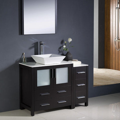 Fresca Torino 42 Espresso Modern Bathroom Vanity w/ Side Cabinet & Vessel Sink