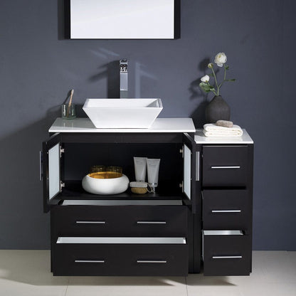 Fresca Torino 42 Espresso Modern Bathroom Vanity w/ Side Cabinet & Vessel Sink