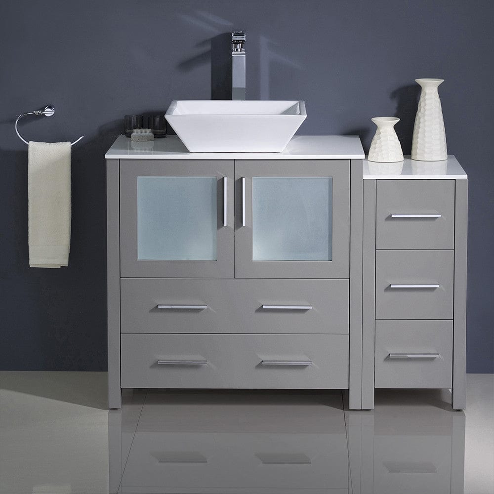 Fresca Torino 42 Gray Modern Bathroom Cabinets w/ Top & Vessel Sink