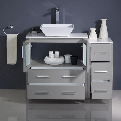 Fresca Torino 42 Gray Modern Bathroom Cabinets w/ Top & Vessel Sink