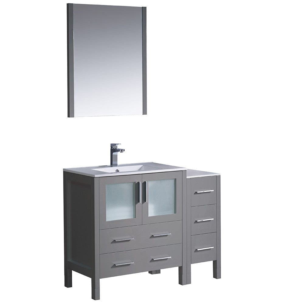 Fresca Torino 42" Gray Modern Bathroom Vanity w/ Side Cabinet & Integrated Sink