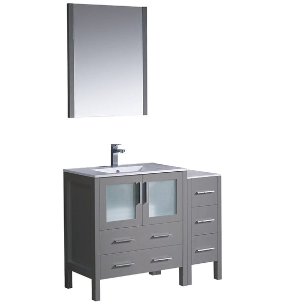 Fresca Torino 42 Gray Modern Bathroom Vanity w/ Side Cabinet & Integrated Sink