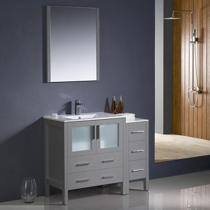 Fresca Torino 42 Gray Modern Bathroom Vanity w/ Side Cabinet & Integrated Sink