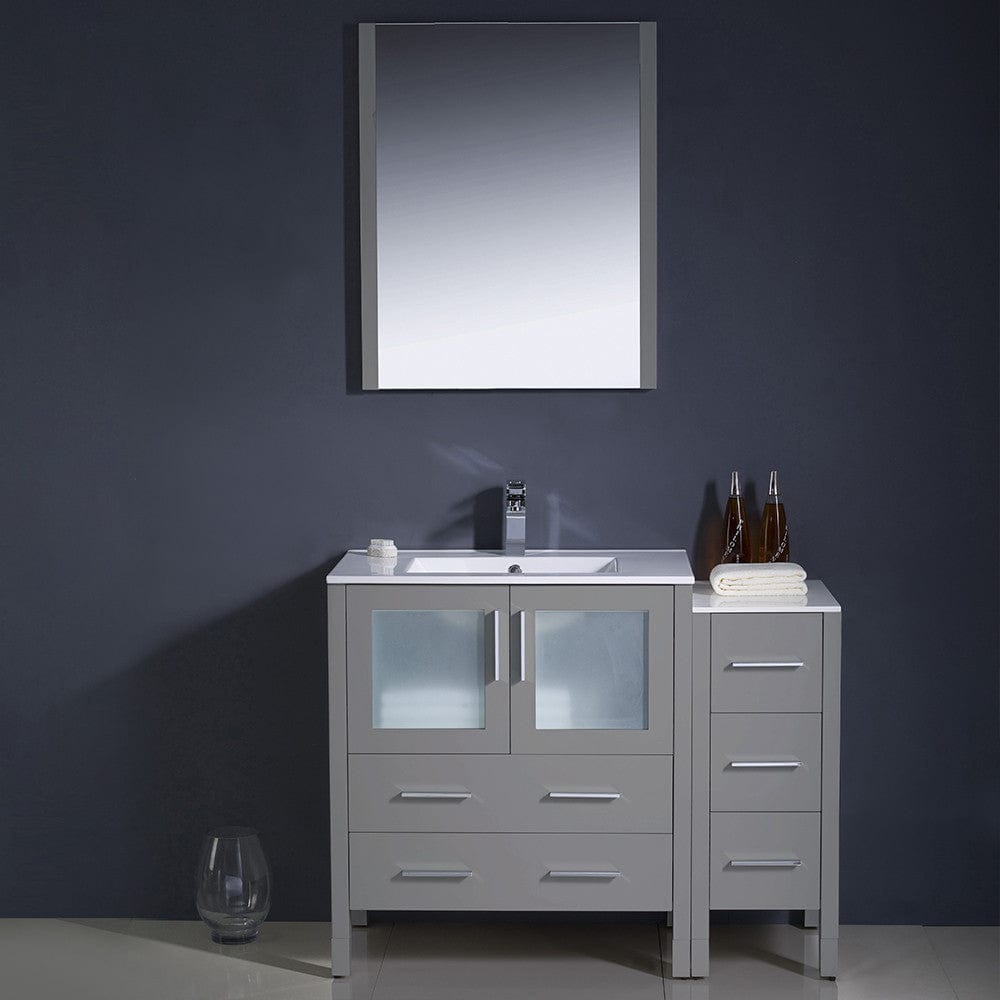 Fresca Torino 42 Gray Modern Bathroom Vanity w/ Side Cabinet & Integrated Sink