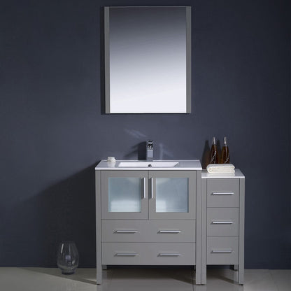 Fresca Torino 42 Gray Modern Bathroom Vanity w/ Side Cabinet & Integrated Sink