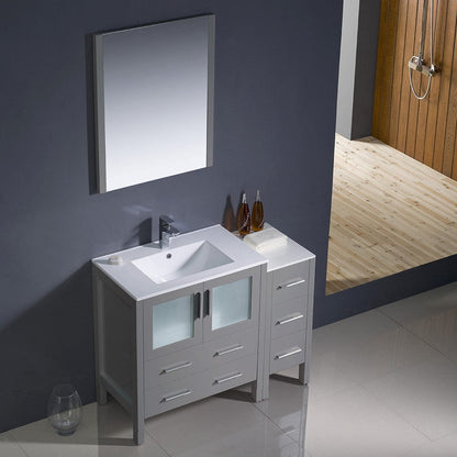 Fresca Torino 42 Gray Modern Bathroom Vanity w/ Side Cabinet & Integrated Sink