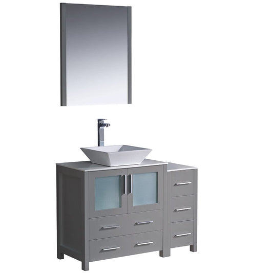 Fresca Torino 42" Gray Modern Bathroom Vanity w/ Side Cabinet & Vessel Sink