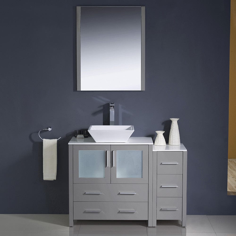 Fresca Torino 42 Gray Modern Bathroom Vanity w/ Side Cabinet & Vessel Sink