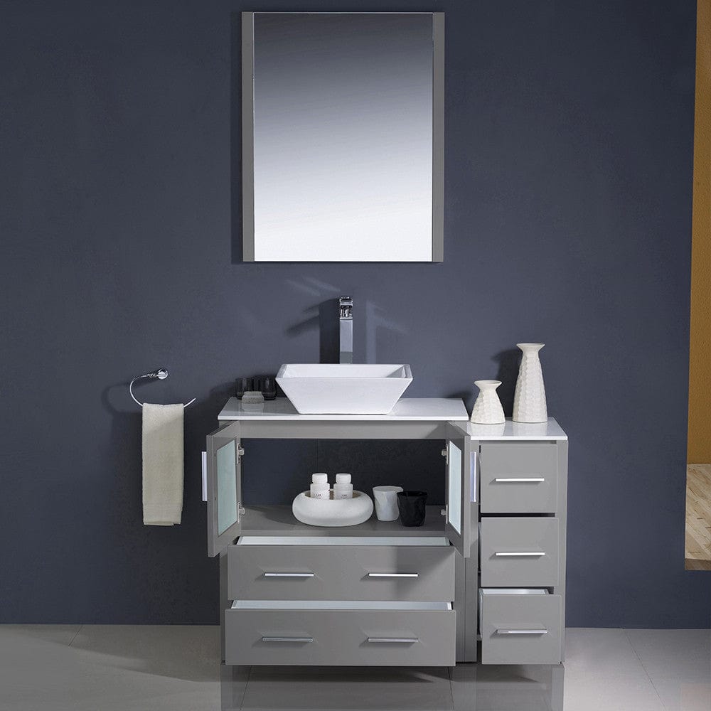 Fresca Torino 42 Gray Modern Bathroom Vanity w/ Side Cabinet & Vessel Sink