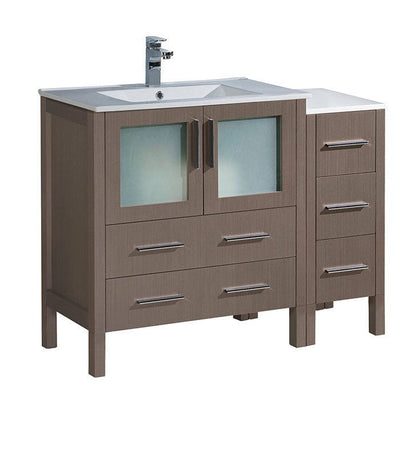 Fresca Torino 42" Gray Oak Modern Bathroom Cabinets w/ Integrated Sink