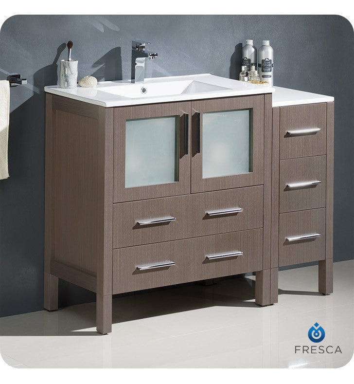 Fresca Torino 42 Gray Oak Modern Bathroom Cabinets w/ Integrated Sink