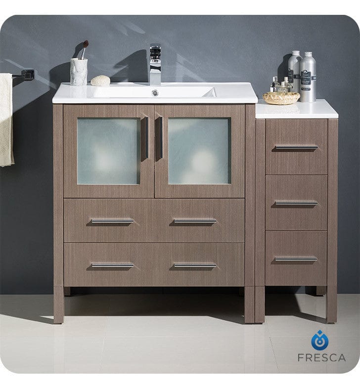 Fresca Torino 42 Gray Oak Modern Bathroom Cabinets w/ Integrated Sink