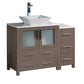 Fresca Torino 42" Gray Oak Modern Bathroom Cabinets w/ Top & Vessel Sink