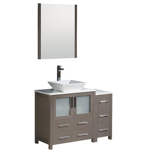 Fresca Torino 42" Gray Oak Modern Bathroom Vanity w/ Side Cabinet & Vessel Sink