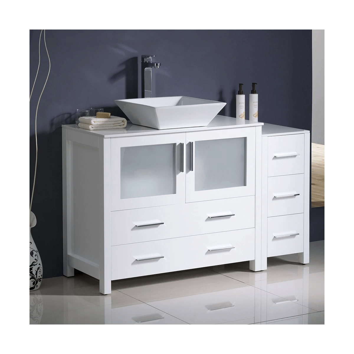 Fresca Torino 47-3/4" Free Standing Vanity Set with Engineered Wood Cabinet, Ceramic Vanity Top, and Single Vessel Sink