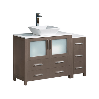 Fresca Torino 47-3/4" Gray Oak Free Standing Vanity with Ceramic Vanity Top, and Single Vessel Sink