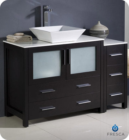 Fresca Torino 48 Espresso Modern Bathroom Cabinets w/ Top & Vessel Sink