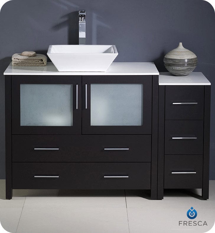 Fresca Torino 48 Espresso Modern Bathroom Cabinets w/ Top & Vessel Sink