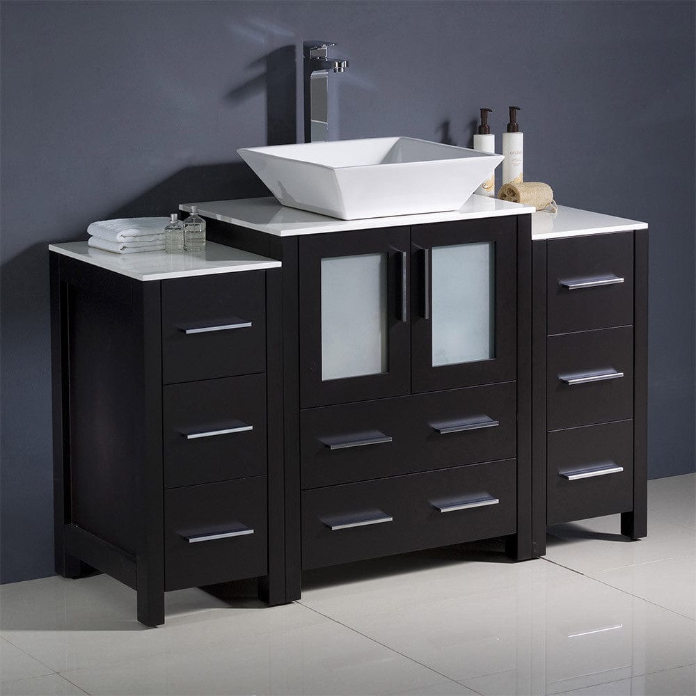 Fresca Torino 48 Espresso Modern Bathroom Cabinets w/ Top & Vessel Sink