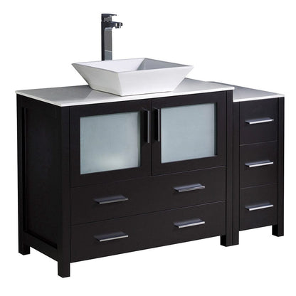 Fresca Torino 48 Espresso Modern Bathroom Cabinets w/ Top & Vessel Sink