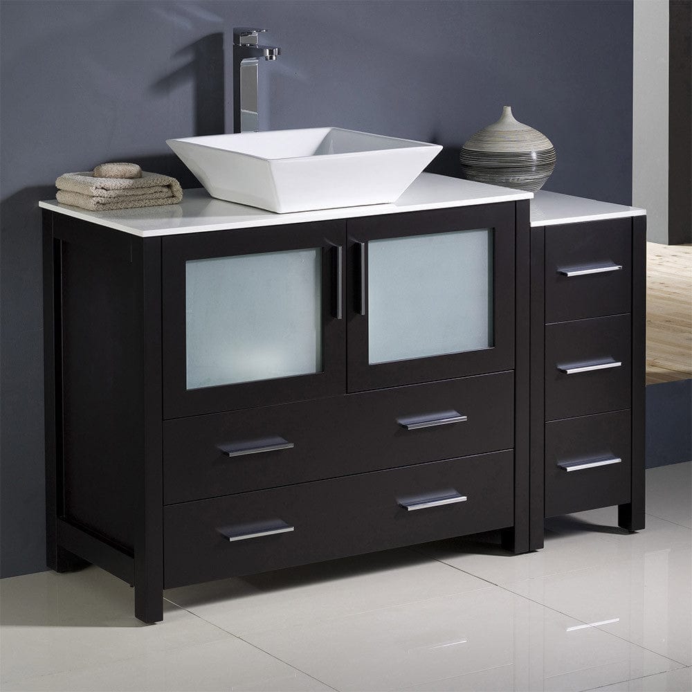 Fresca Torino 48 Espresso Modern Bathroom Cabinets w/ Top & Vessel Sink