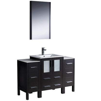 Fresca Torino 48" Espresso Modern Bathroom Vanity w/ 2 Side Cabinets & Integrated Sink