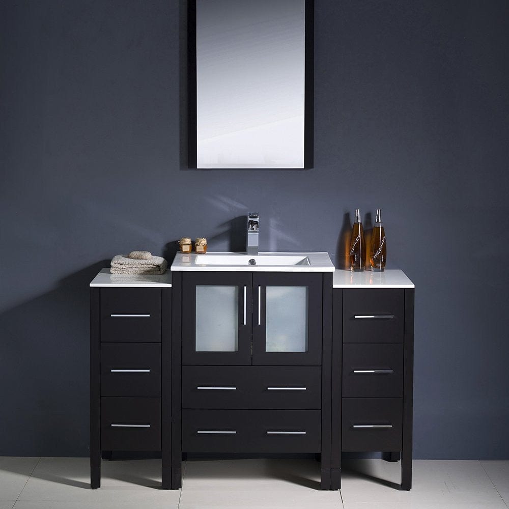 Fresca Torino 48 Espresso Modern Bathroom Vanity w/ 2 Side Cabinets & Integrated Sink