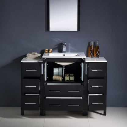 Fresca Torino 48 Espresso Modern Bathroom Vanity w/ 2 Side Cabinets & Integrated Sink