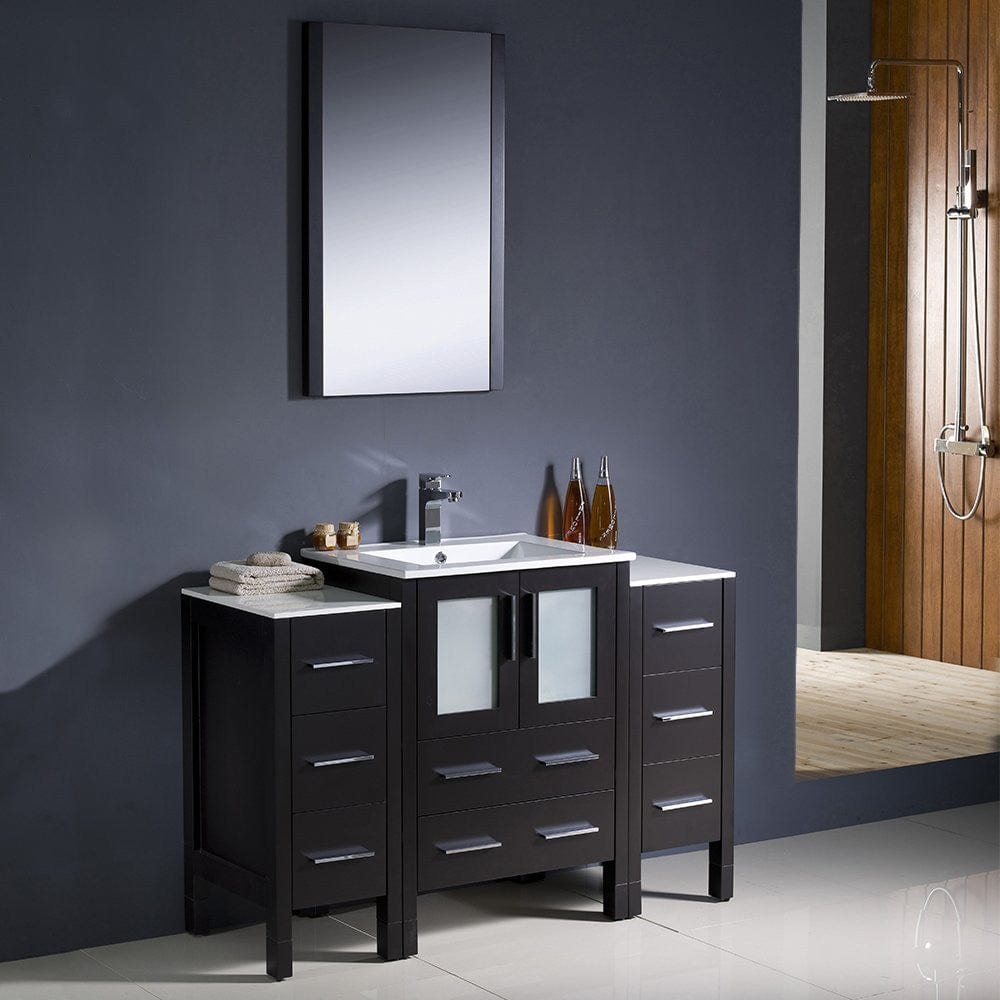 Fresca Torino 48 Espresso Modern Bathroom Vanity w/ 2 Side Cabinets & Integrated Sink