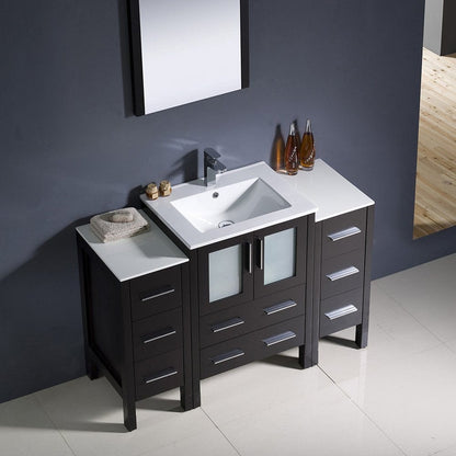 Fresca Torino 48 Espresso Modern Bathroom Vanity w/ 2 Side Cabinets & Integrated Sink