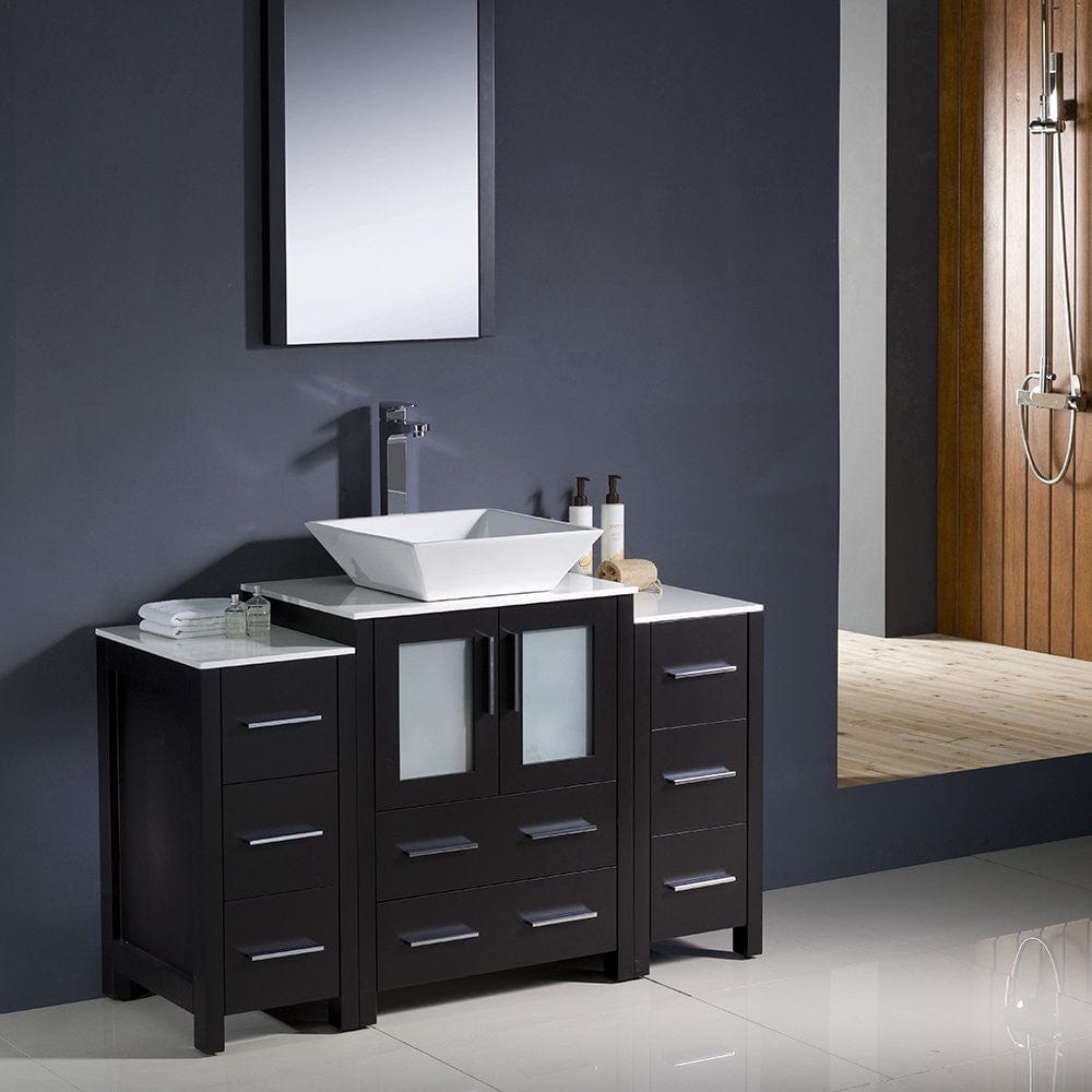 Fresca Torino 48 Espresso Modern Bathroom Vanity w/ 2 Side Cabinets & Vessel Sink