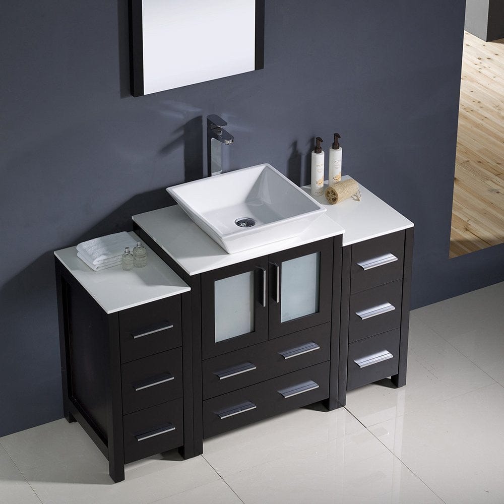 Fresca Torino 48 Espresso Modern Bathroom Vanity w/ 2 Side Cabinets & Vessel Sink