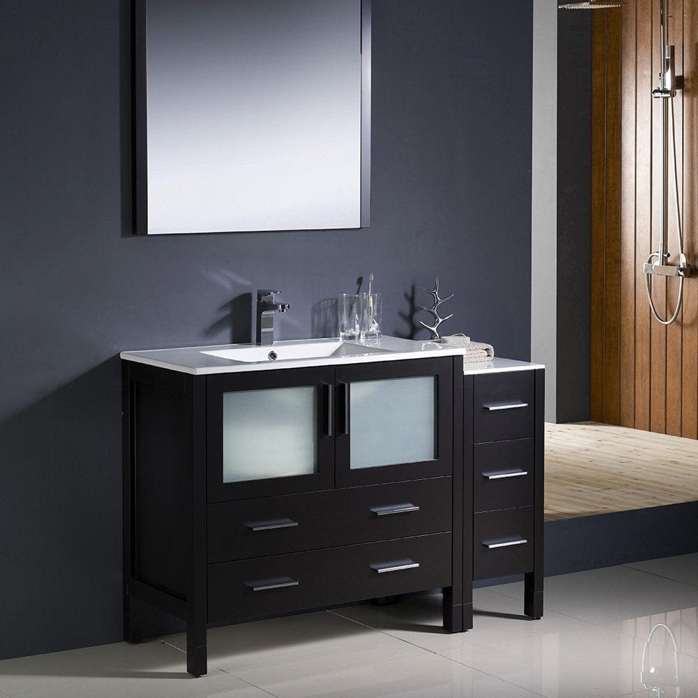 Fresca Torino 48 Espresso Modern Bathroom Vanity w/ Side Cabinet & Integrated Sink