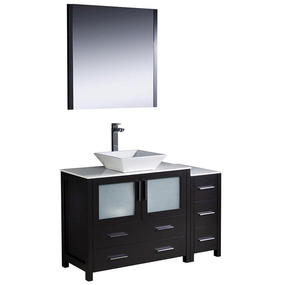 Fresca Torino 48" Espresso Modern Bathroom Vanity w/ Side Cabinet & Vessel Sink