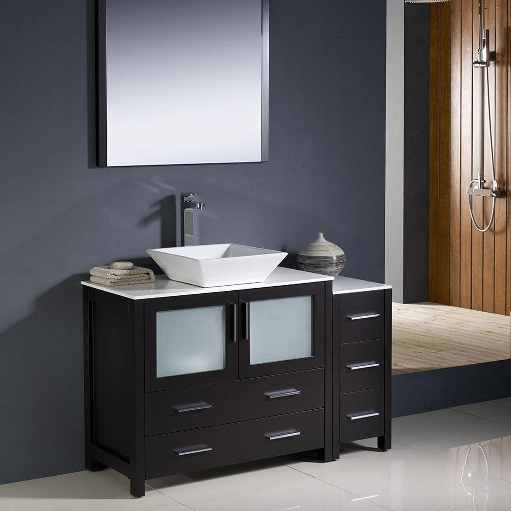 Fresca Torino 48 Espresso Modern Bathroom Vanity w/ Side Cabinet & Vessel Sink