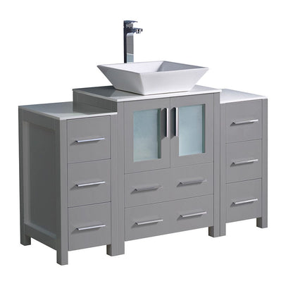 Fresca Torino 48 Gray Modern Bathroom Cabinets w/ Top & Vessel Sink