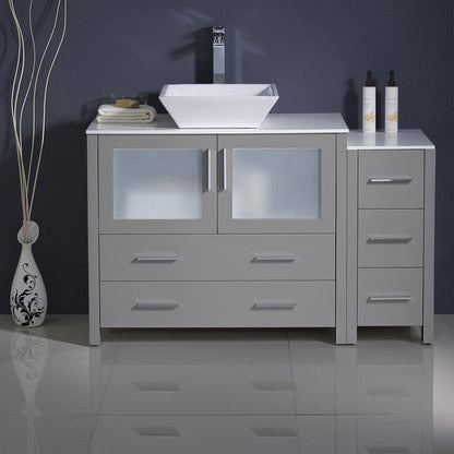 Fresca Torino 48 Gray Modern Bathroom Cabinets w/ Top & Vessel Sink