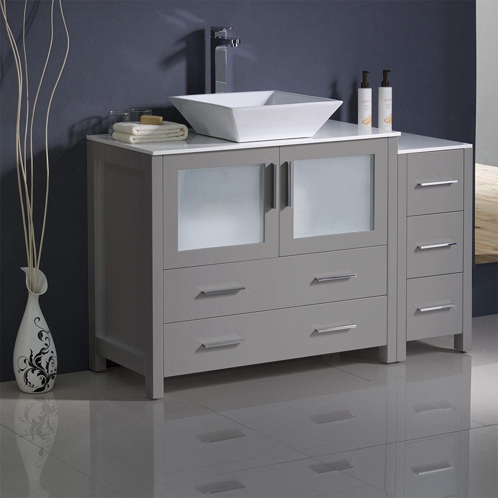 Fresca Torino 48 Gray Modern Bathroom Cabinets w/ Top & Vessel Sink