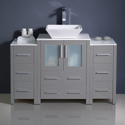 Fresca Torino 48 Gray Modern Bathroom Cabinets w/ Top & Vessel Sink