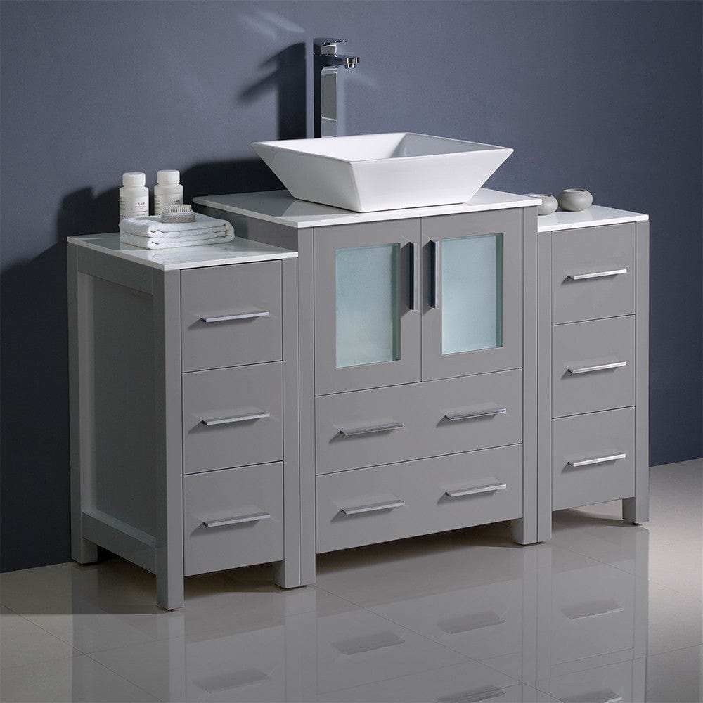 Fresca Torino 48 Gray Modern Bathroom Cabinets w/ Top & Vessel Sink