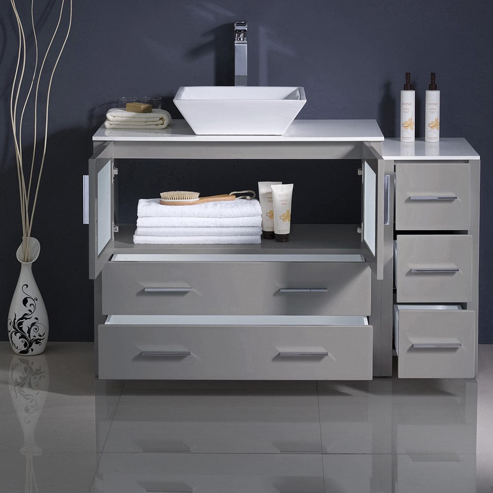 Fresca Torino 48 Gray Modern Bathroom Cabinets w/ Top & Vessel Sink