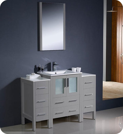 Fresca Torino 48 Gray Modern Bathroom Vanity w/ 2 Side Cabinets & Integrated Sink