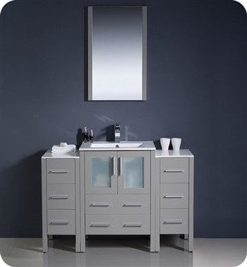 Fresca Torino 48 Gray Modern Bathroom Vanity w/ 2 Side Cabinets & Integrated Sink