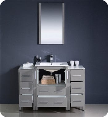 Fresca Torino 48 Gray Modern Bathroom Vanity w/ 2 Side Cabinets & Integrated Sink