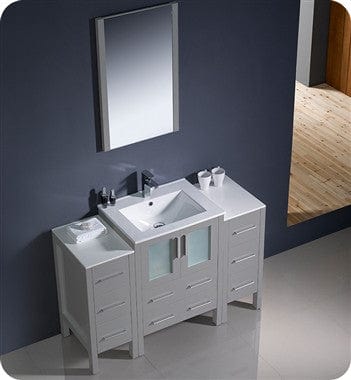 Fresca Torino 48 Gray Modern Bathroom Vanity w/ 2 Side Cabinets & Integrated Sink